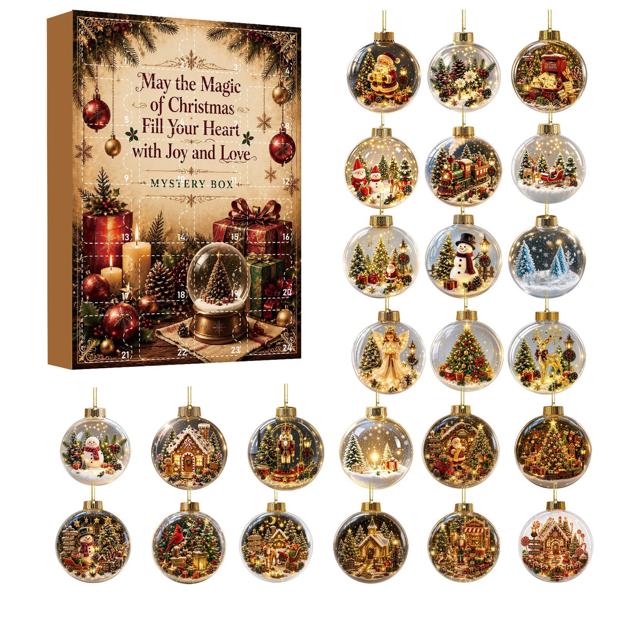 Calendario de Navidad (caja sorpresa) con adornos de acrílico