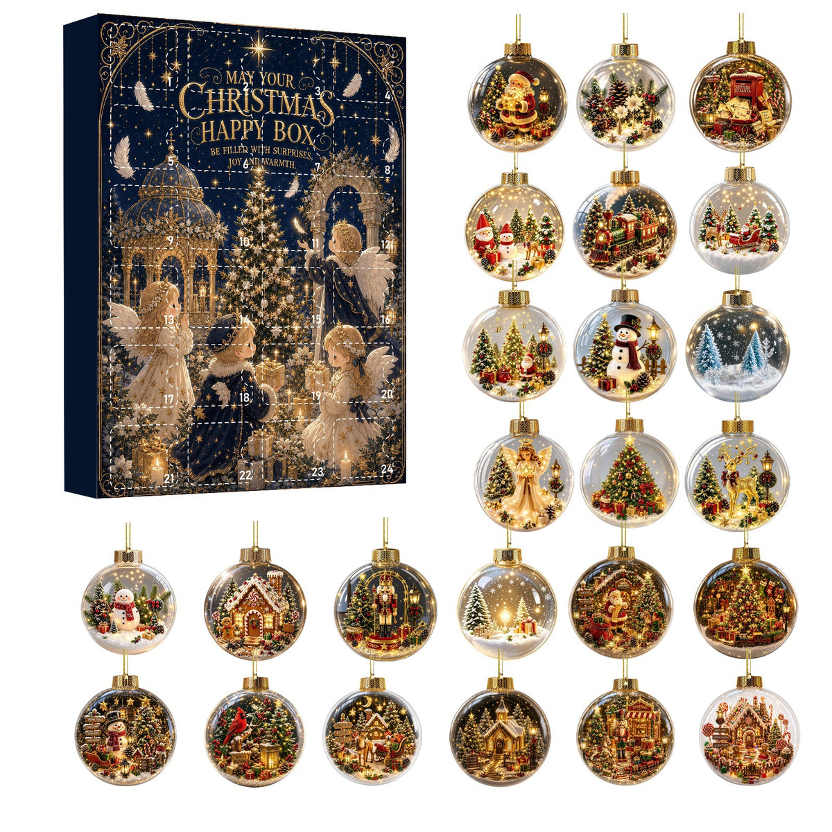 Calendario de Navidad (caja sorpresa) con adornos de acrílico